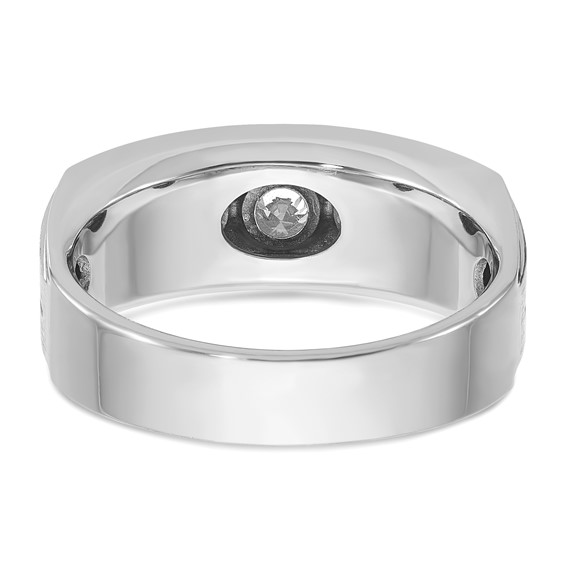 IB Goodman 14k White Gold Mens Polished and Satin 1 carat Diamond Complete Ring