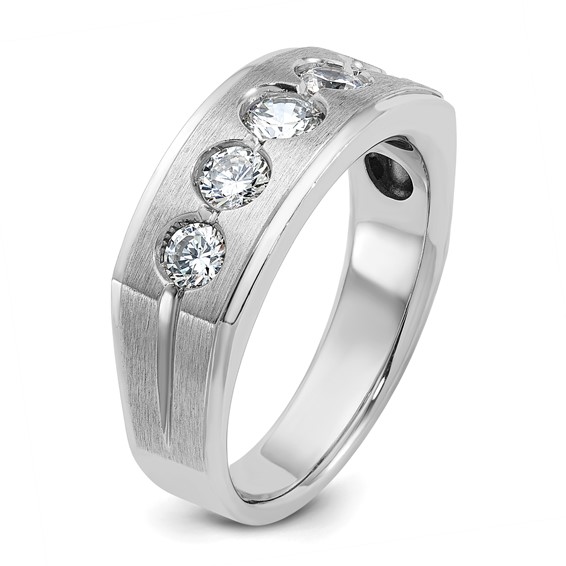 IB Goodman 14k White Gold Mens Polished and Satin 1 carat Diamond Complete Ring