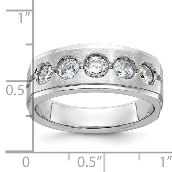 IB Goodman 14k White Gold Mens Polished and Satin 1 carat Diamond Complete Ring