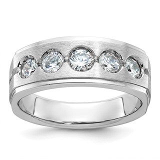 IB Goodman 14k White Gold Mens Polished and Satin 1 carat Diamond Complete Ring