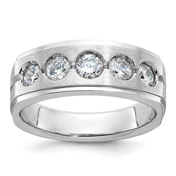 IB Goodman 14k White Gold Mens Polished and Satin 1 carat Diamond Complete Ring