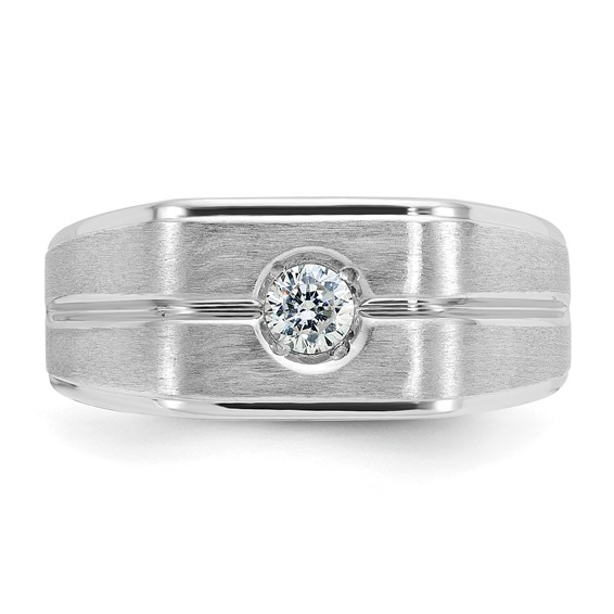 IB Goodman 14k White Gold Mens Polished and Satin 1/5 carat Diamond Complete Ring