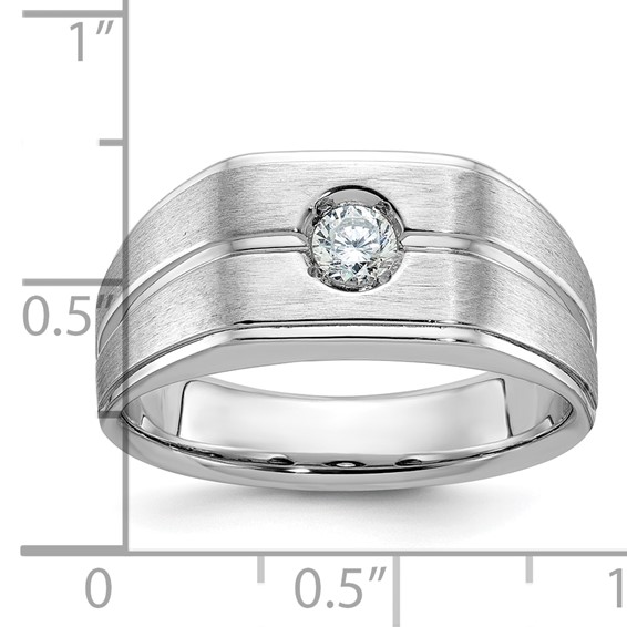 IB Goodman 14k White Gold Mens Polished and Satin 1/5 carat Diamond Complete Ring