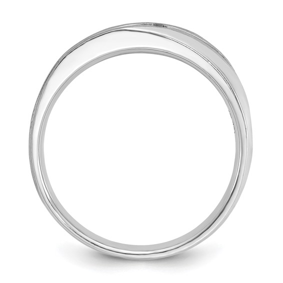 IB Goodman 14k White Gold Mens Polished and Satin 1/10 carat Diamond Complete Ring