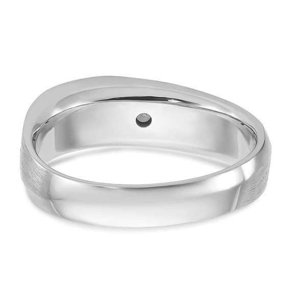 IB Goodman 14k White Gold Mens Polished and Satin 1/10 carat Diamond Complete Ring