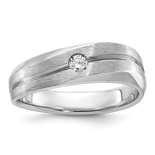 IB Goodman 14k White Gold Mens Polished and Satin 1/10 carat Diamond Complete Ring