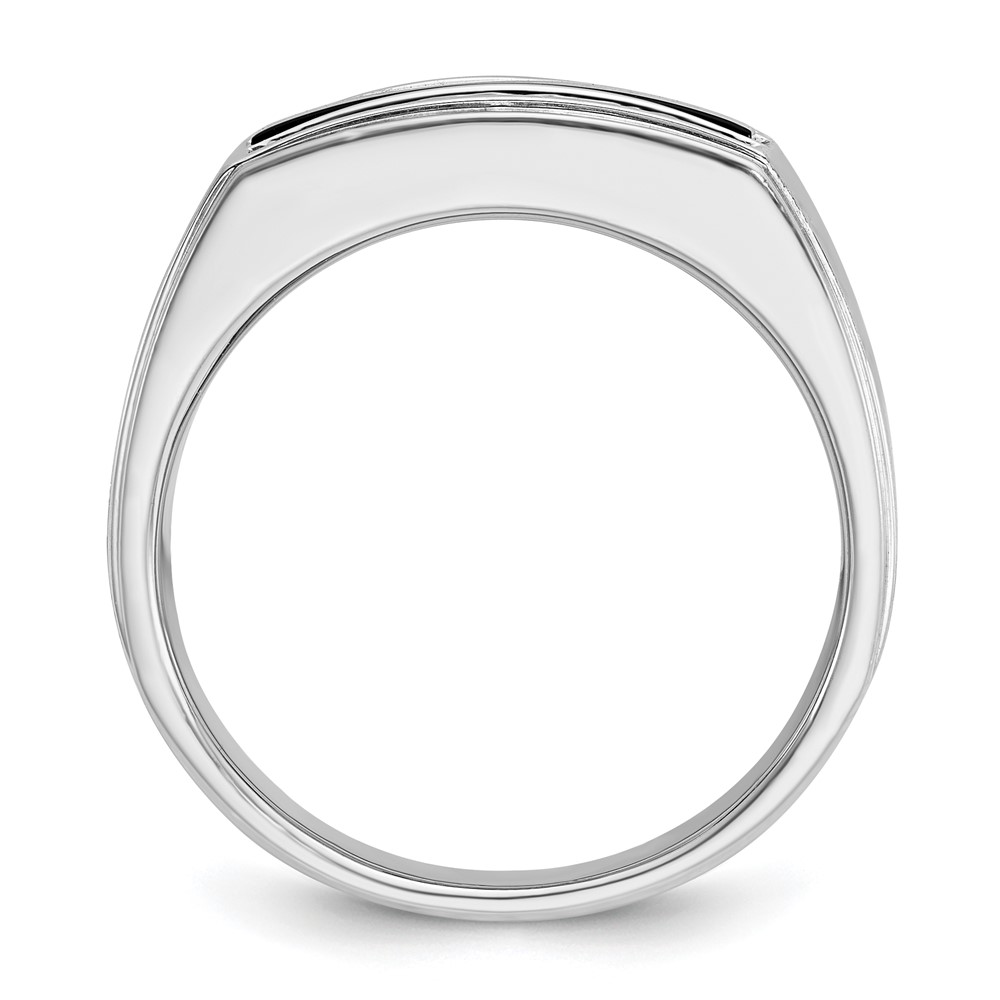 IBGoodman 14k White Gold Men's Polished and Satin Onyx and 1/6 Carat AA Quality Diamond Ring (B58917-4WOX/AA)
