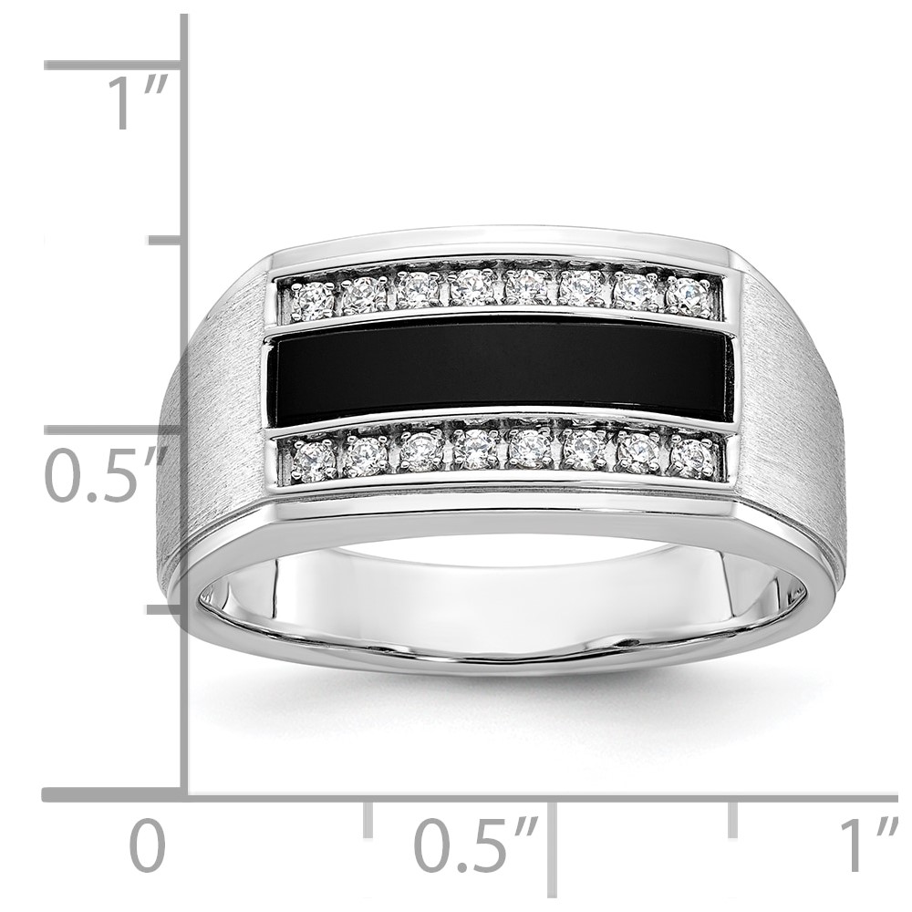 IBGoodman 14k White Gold Men's Polished and Satin Onyx and 1/6 Carat AA Quality Diamond Ring (B58917-4WOX/AA)