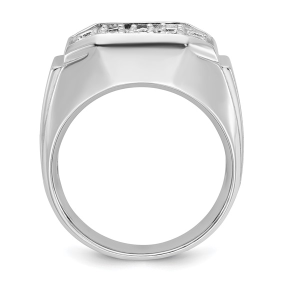 IB Goodman 14k White Gold Mens Polished and Satin 1.5 Carat AA Quality Diamond Cluster Ring