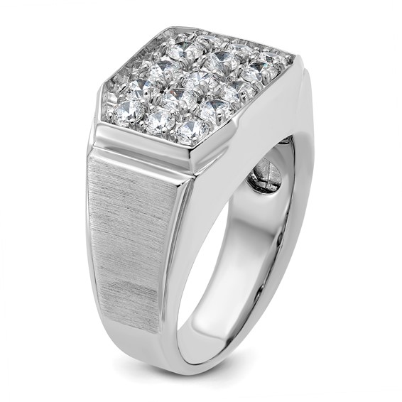 IB Goodman 14k White Gold Mens Polished and Satin 1.5 Carat AA Quality Diamond Cluster Ring