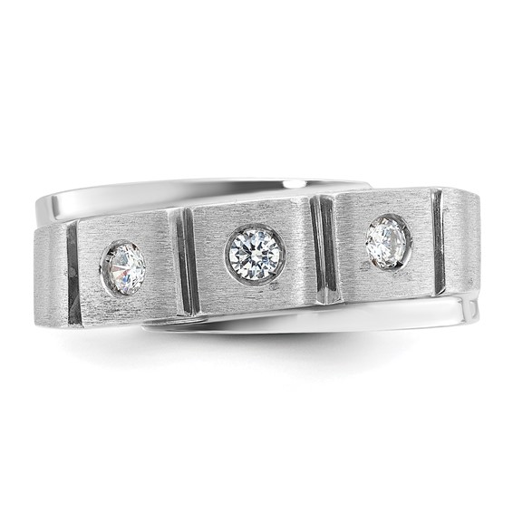 IB Goodman 14k White Gold Mens Polished and Satin Diamond Ring Mounting