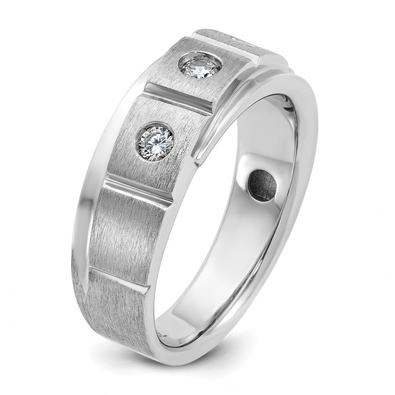 IB Goodman 14k White Gold Mens Polished and Satin Diamond Ring Mounting