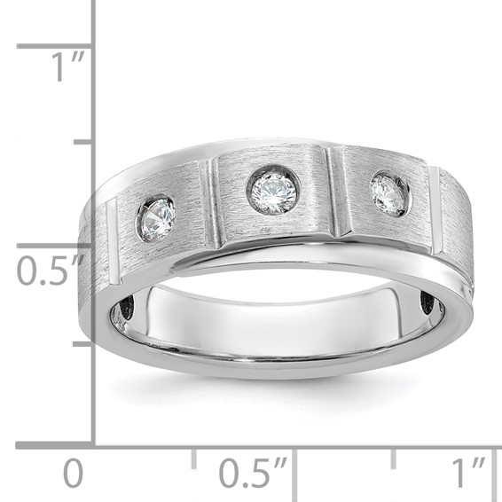 IB Goodman 14k White Gold Mens Polished and Satin Diamond Ring Mounting