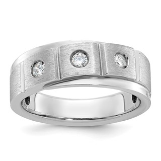 IB Goodman 14k White Gold Mens Polished and Satin Diamond Ring Mounting