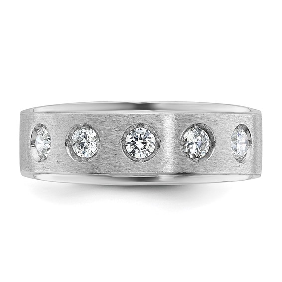 IB Goodman 14k White Gold Mens Polished and Satin 1/2 carat Diamond Complete Ring