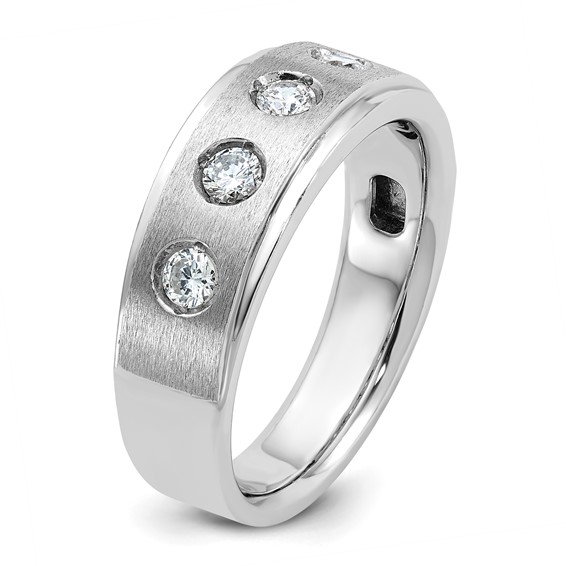IB Goodman 14k White Gold Mens Polished and Satin 1/2 carat Diamond Complete Ring