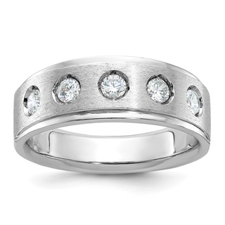 IB Goodman 14k White Gold Mens Polished and Satin 1/2 carat Diamond Complete Ring