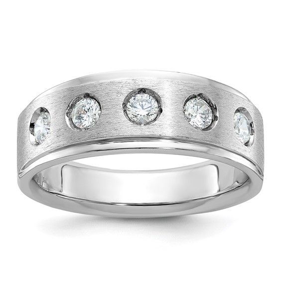 IB Goodman 14k White Gold Mens Polished and Satin 1/2 carat Diamond Complete Ring