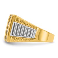 IBGoodman 14K Two Tone 2 Carat Lab Grown Diamond VS SI+ G+ Complete Grooved Four Row Men's Ring view 3