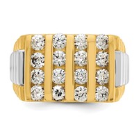 IBGoodman 14K Two Tone 2 Carat Lab Grown Diamond VS SI+ G+ Complete Grooved Four Row Men's Ring view 4