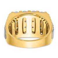 IBGoodman 14K Two Tone 2 Carat Lab Grown Diamond VS SI+ G+ Complete Grooved Four Row Men's Ring view 5