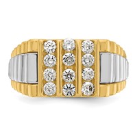 IBGoodman 14K Two Tone 1 Carat Lab Grown Diamond VS SI+ G+ Complete Grooved Four Row Men's Ring view 4