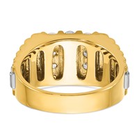 IBGoodman 14K Two Tone 1 Carat Lab Grown Diamond VS SI+ G+ Complete Grooved Four Row Men's Ring view 5