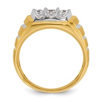IBGoodman 14K Two Tone 1 Carat Lab Grown Diamond VS SI+ G+ Complete Polished Satin and Grooved Men's Cluster Ring view 2