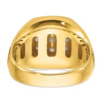 IBGoodman 14K Two Tone 1 Carat Lab Grown Diamond VS SI+ G+ Complete Polished Satin and Grooved Men's Cluster Ring view 5