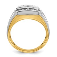 IBGoodman 14K Two Tone 1 Carat Lab Grown Diamond VS SI+ G+ Complete Men's Polished and Satin Cluster Ring view 2