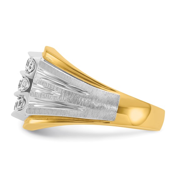 IBGoodman 14k Two Tone 1 carat Lab Grown Diamond VS/SI+ G+ Complete Men's Polished and Satin Cluster Ring