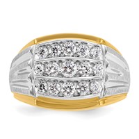 IBGoodman 14K Two Tone 1 Carat Lab Grown Diamond VS SI+ G+ Complete Men's Polished and Satin Cluster Ring view 4