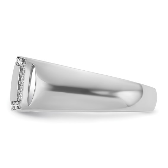 IB Goodman 14k White Gold Polished 3/8 Carat AA Diamond Rectangle Mens Signet Ring