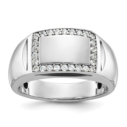 14k White Gold IBGoodman Men's Polished Rectangle Ring Mounting