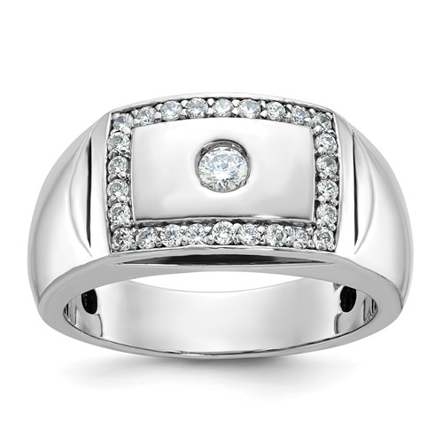 IBGoodman 14K White Gold 0.50 Carat Lab Grown Diamond VS SI+ G+ Complete Cut-Out Men's Ring