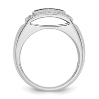 IBGoodman 14K White Gold 0.75 Carat Lab Grown Diamond VS SI+ G+ and Black Mined Diamond Complete Rectangle Cluster Men's Ring view 2