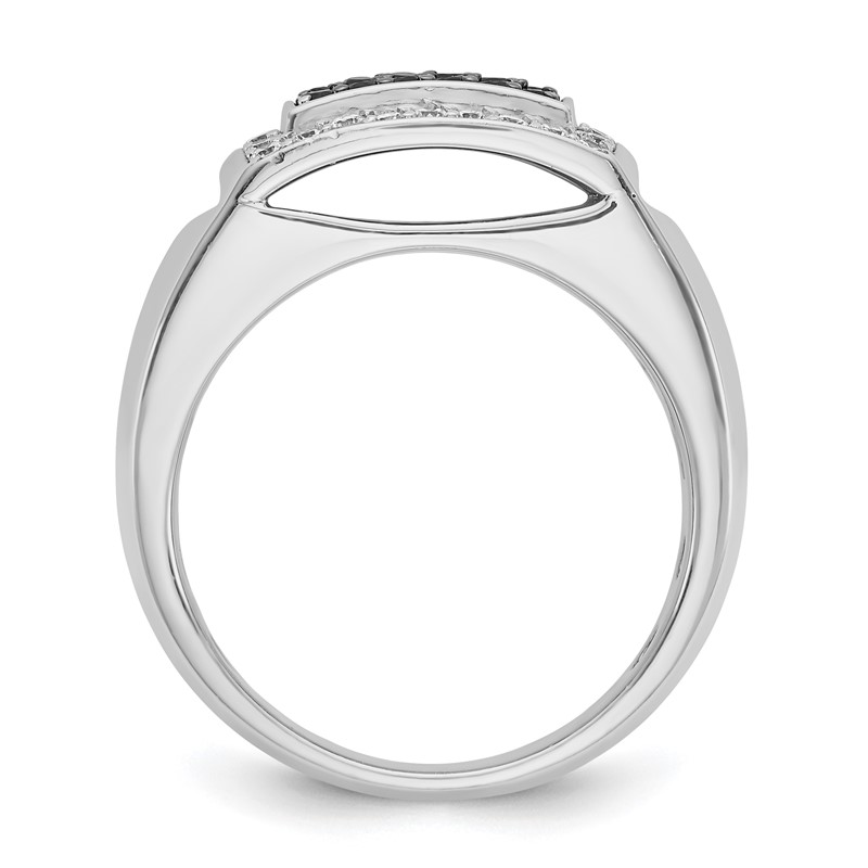 IBGoodman 14k White Gold 3/4 carat Lab Grown Diamond VS/SI+ G+ and Black Mined Diamond Complete Rectangle Cluster Men's Ring