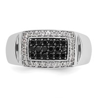 IBGoodman 14K White Gold 0.75 Carat Lab Grown Diamond VS SI+ G+ and Black Mined Diamond Complete Rectangle Cluster Men's Ring view 4