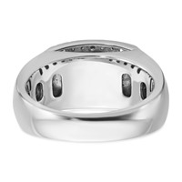 IBGoodman 14K White Gold 0.75 Carat Lab Grown Diamond VS SI+ G+ and Black Mined Diamond Complete Rectangle Cluster Men's Ring view 5