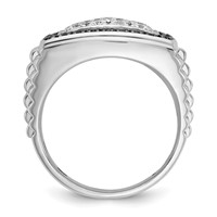 IBGoodman 14K White Gold 1 Carat Lab Grown Diamond VS SI+ G+ and Black Mined Diamond Complete Cluster Men's Ring view 2