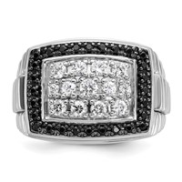 IBGoodman 14K White Gold 1 Carat Lab Grown Diamond VS SI+ G+ and Black Mined Diamond Complete Cluster Men's Ring view 4