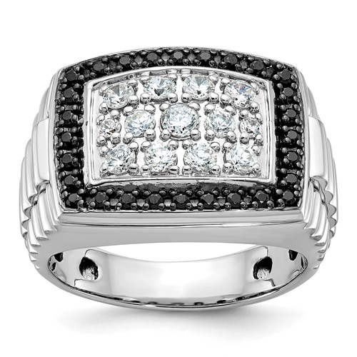 IBGoodman 14k White Gold Men's Polished and Textured Cluster Ring Mounting