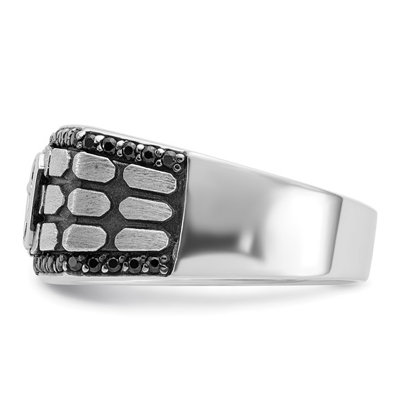 IBGoodman 14k White Gold Men's Polished Satin and Cobblestone Textured Ring Mounting