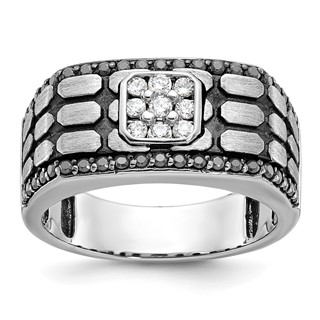IBGoodman 14k White Gold Men's Polished Satin and Cobblestone Textured Ring Mounting