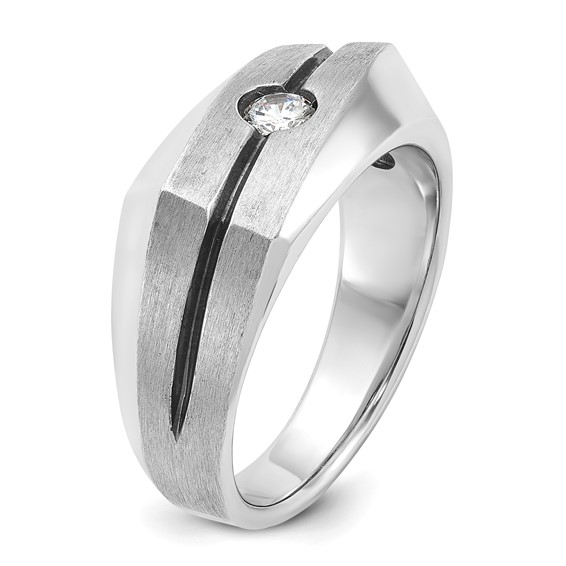 IB Goodman 14k White Gold with Black Rhodium Mens Satin 1/5 carat Diamond Complete Ring