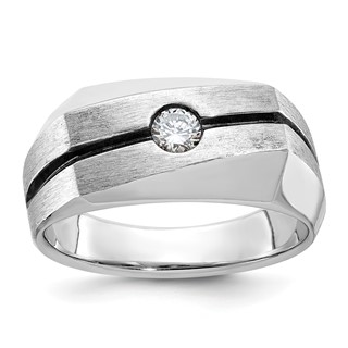 IB Goodman 14k White Gold with Black Rhodium Mens Satin 1/5 carat Diamond Complete Ring