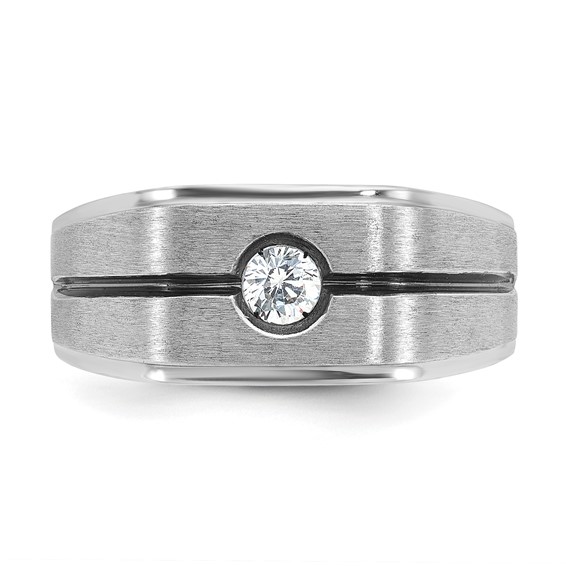 IBGoodman 14k White Gold with Black Rhodium 1/5 carat Lab Grown Diamond VS/SI+ G+ Complete Men's Ring