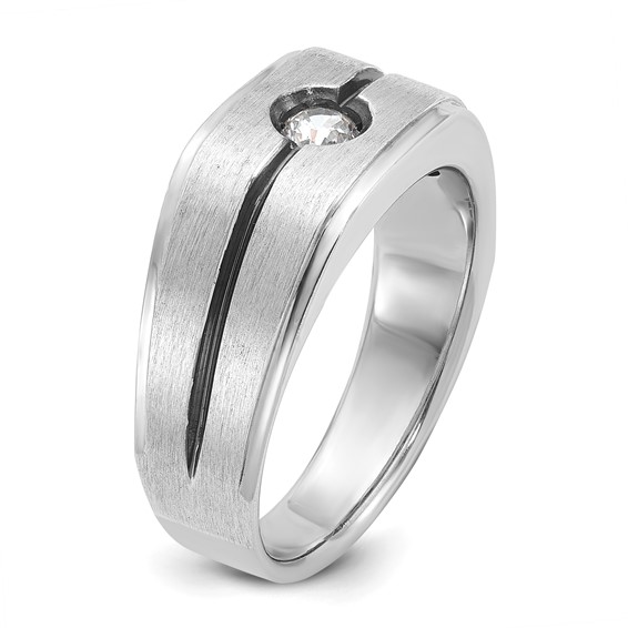 IBGoodman 14k White Gold with Black Rhodium 1/5 carat Lab Grown Diamond VS/SI+ G+ Complete Men's Ring