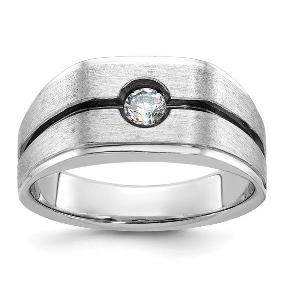 IBGoodman 14k White Gold with Black Rhodium 1/5 carat Lab Grown Diamond VS/SI+ G+ Complete Men's Ring