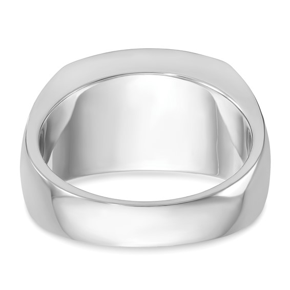 IBGoodman 14k White Gold Men's Polished 1 Carat Black and White Diamond Rectangular Cluster Ring